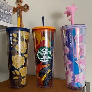 Starbucks Floral and Abstract Tumbler Trio